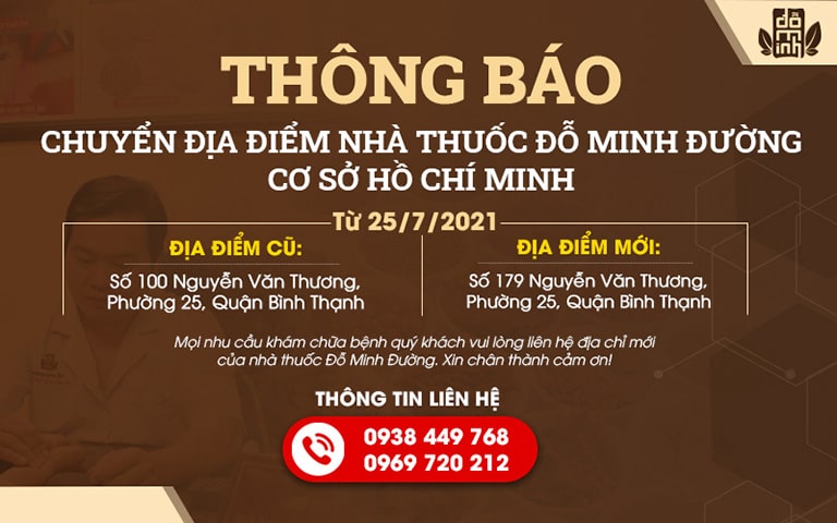 Thông báo: Nhà thuốc đổi địa chỉ hoạt động cơ sở 2 tại TP. Hồ Chí Minh