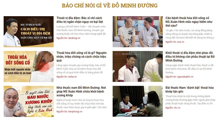 Báo chí đưa tin về nhà thuốc Đỗ Minh Đường