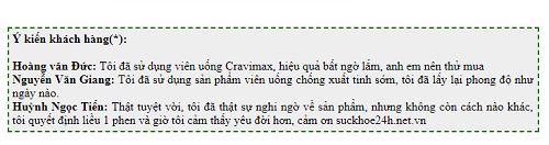 Cravimax nhận được nhiều phản hồi từ phía người bệnh